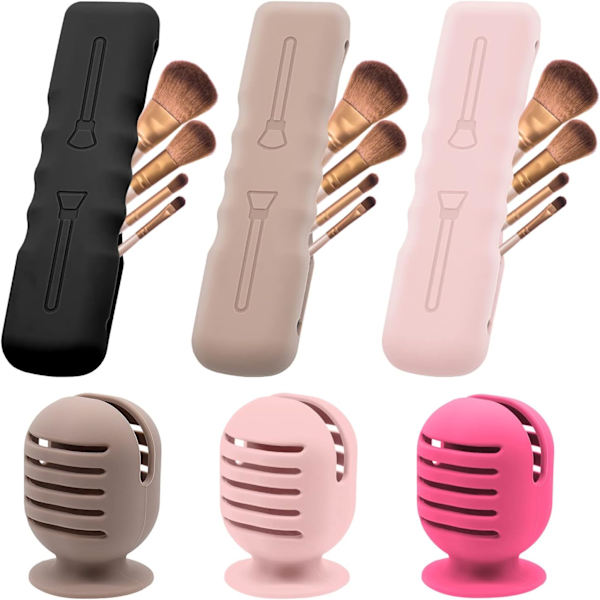 rush Sieni pidike, Silikoni Meikkiharja Suojat Laukku Matkustaa Kauneus Blender Pidikkeet Imu Kuivatusteline, Magneettinen Meikkiharjat Kotelo Järjestäjä fo 6pblack+pink+khak