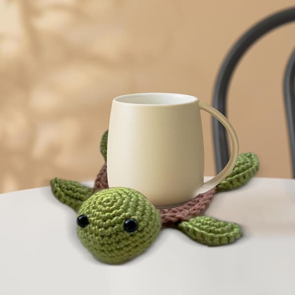 1 stk Håndlavede Coasters, Skildpadde Isoleret Hjem Søde Kopmåtte - Bærbare Fåreuld Coasters til Arbejdsplads, Restauranter