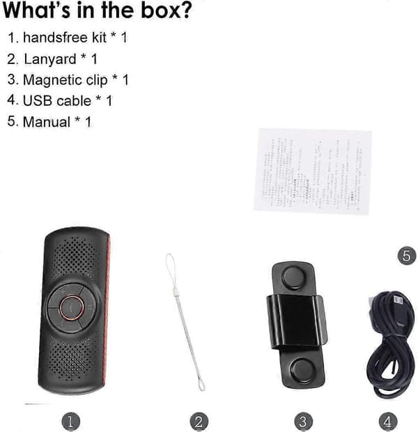 Håndfritt Bluetooth-sett for bil, 2 mobiltelefoner samtidig koblet til Bluetooth 4.2-høyttalere