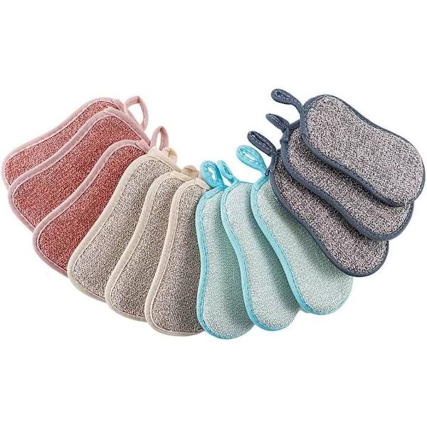 Dish Kitchen Sponges, 12 Large Heavy Duty Reusable Double-Sided