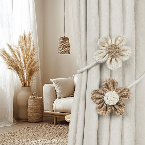 Blomstrede gardinbindere, 2-pak Boho gardinbindere, elegante DIY gardinholdere, dekorative gardinsnore
