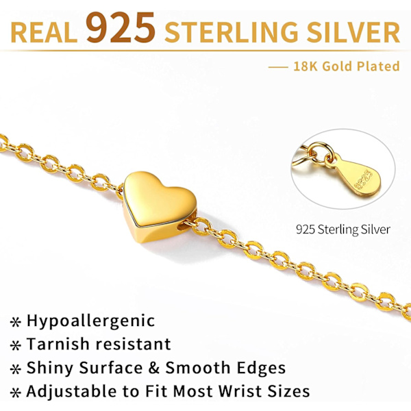925 Sterlingsølv Hjerte/Måne/Stjerne/Bar/Lotus Armbånd Til Kvinder 16cm+5cm(Forlænget) Minimalistisk Smykke(med Gaveæske)
