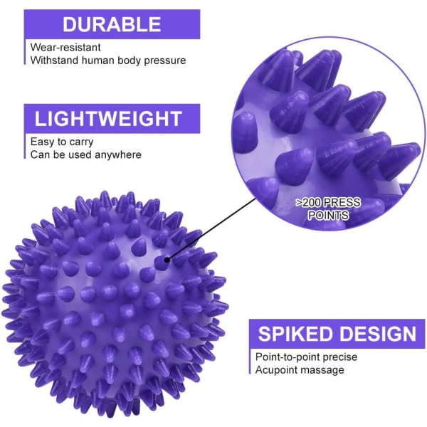 Lacrosse & Spiky Massage Ball Set, 2-pack kropps- och fotmassage rulle, muskelmassager hård lacrosse boll för plantar fasciit, triggerpunkt 2pcs  Purple