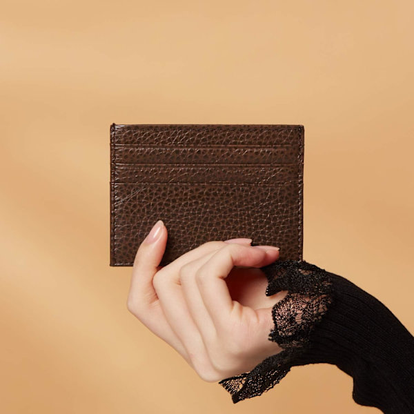 Äkta läder korthållare 7 kortplatser Minimalistisk Ultra Slim för jacka, byxor Brown Rfid