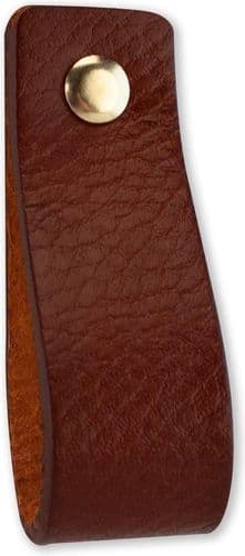 Læderhåndtag møbler - cognac - 6-pak - 16,5 x 2,5 cm - indeholder 3