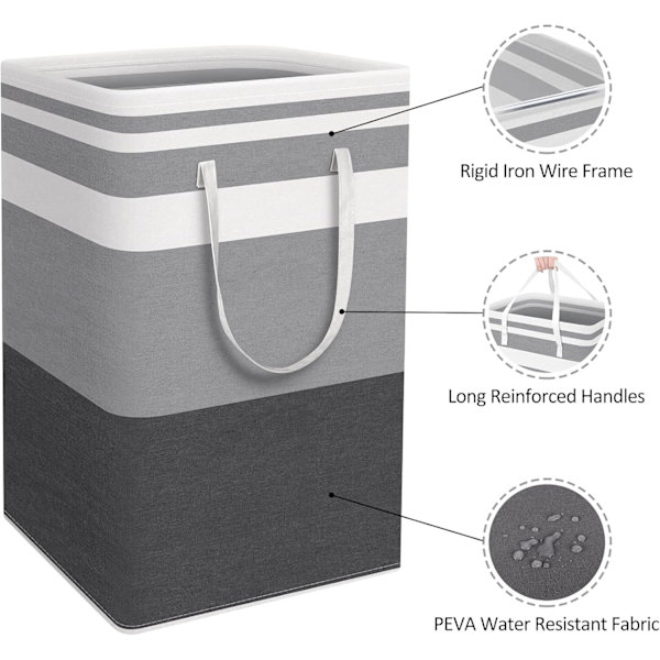 Foldable Large Laundry Baskets with Easy-to-Handle Handles Freestanding Waterproof Laundry Hamper Storage Basket
