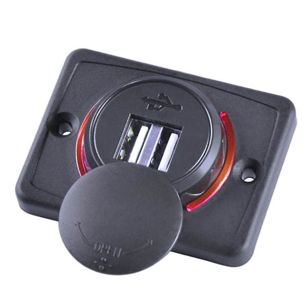 3.1a Bil USB-oplader, Bil Dobbelt USB-stik Oplader Stik 12v LED-lys (1stk, Sort + Blå)