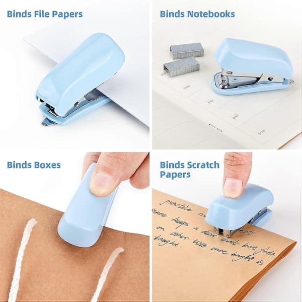 Stiftemaskin, 20-50 arks kapasitet med stifter og stiftefjerner, bordstiftemaskin kontorstiftere (blå, 20 ark)