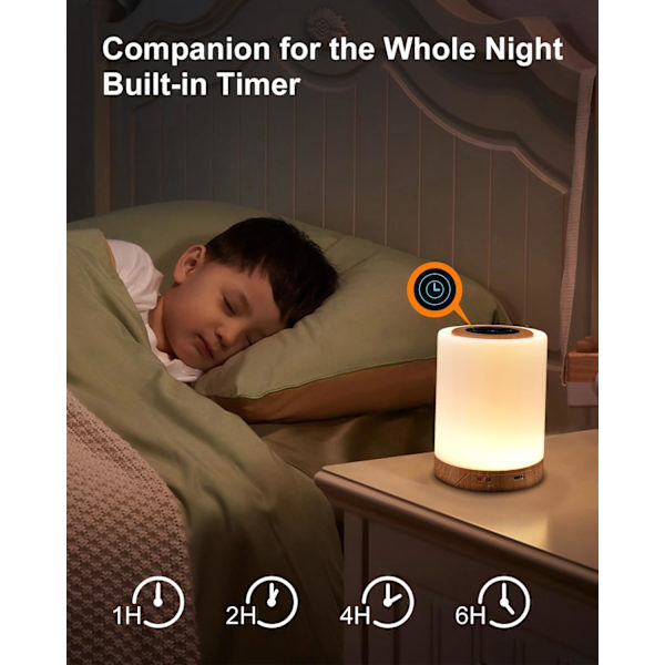 Nattlampa, LED-touchlampa för sovrum, färgväxlande lampa, dimbar USB-C-laddningsbar, varm ljus bordslampa sänglampa, bärbar sladdlös nattlampa Rgbw