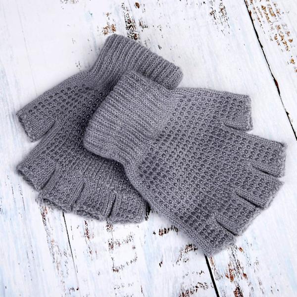 2 Par Fingerløse Anti-Skrid Sikre Handsker Strikket Strækbare Handsker til Mænd og Kvinder Black, Grey L