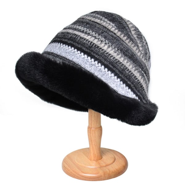 Fluffy Bucket Hat Tyk Blød Fashion Fisher Hat Fashion Bucket Hat Varm vinter Fisherman Beanie Udendørs Vinter Hat til piger Kvinder(C)