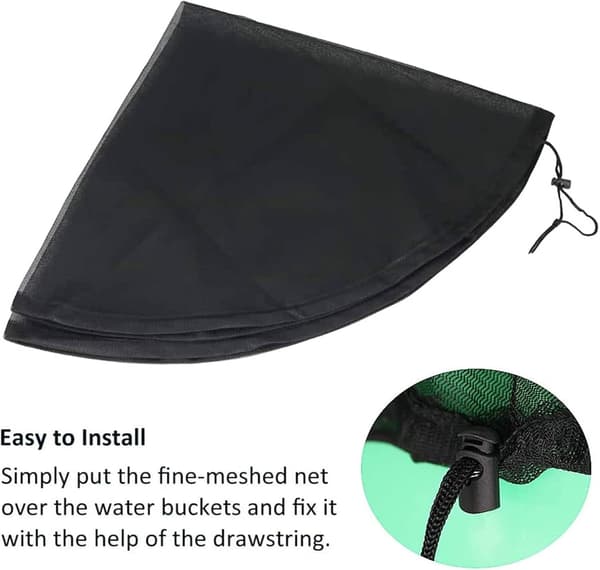Rain barrel net, protection for round rain barrel Ø 60/80/95/100/110/120 cm, adjustable with drawstring, for mosquitoes, small animals