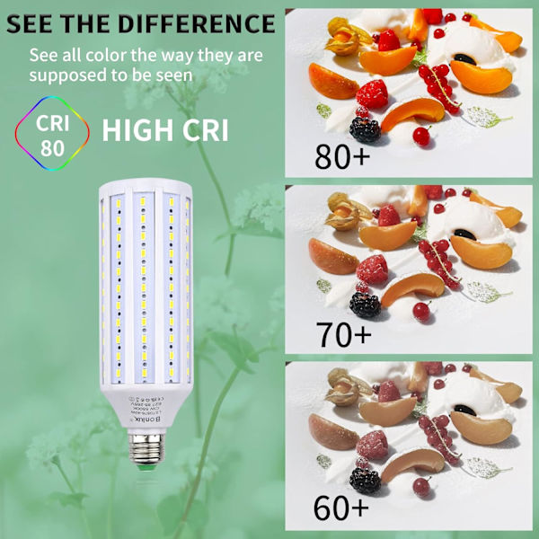 40W E27 LED-studiolamppu 5500K valokuvausvideovalaisuun Täyden spektrin ruuvi ES LED-päivänvalomaissilamppu