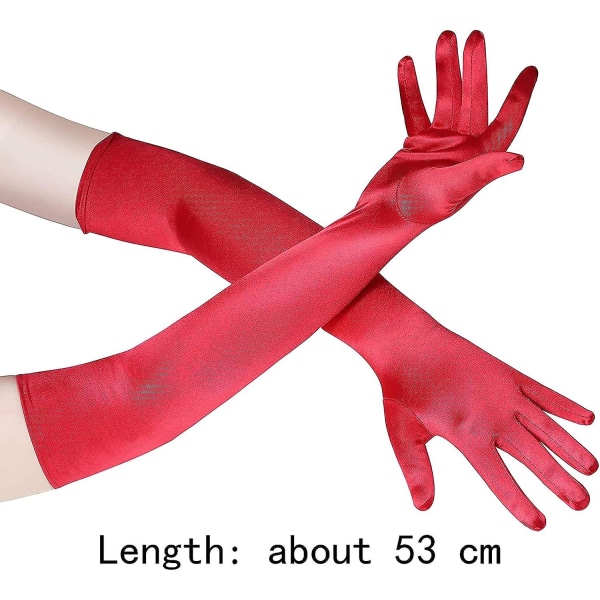 1 Pair Long Elbow Satin Gloves Long Evening Gloves Fancy Dress Silk Gloves Ladies Opera Gloves Satin Wedding Gloves Party Gloves White Red Flapper Glo