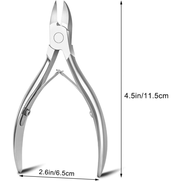 Kätevä kynsileikkuri - Varpaankynsileikkuri kirurgisella ruostumattomalla teräksellä, sopii paksuille kynsi- ja varpaankynsi Silver