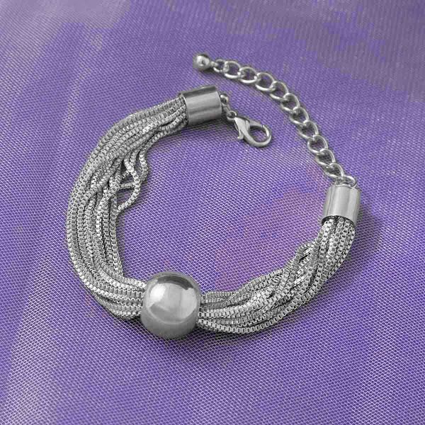 Kraftig geometrisk sfär choker halsband kedja och armband tjocka halsband handkedjor punk smycken för kvinnor och flickor BraceletsSilver