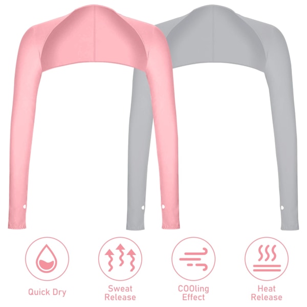 2-delad UV-skyddssjal Armärm Kylande sjal Armärm med fingerhål Solskydd Kylare Axelryckning Armar Wrap (Rosa+Grå)