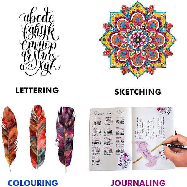 Farveblyanter til voksne Scherry Dual Tip Brush Pens 24 farver Filtstift Farvede Kunstpenne til voksne, Børnemarkører til kalligrafi Tegneseriebogstaver 24