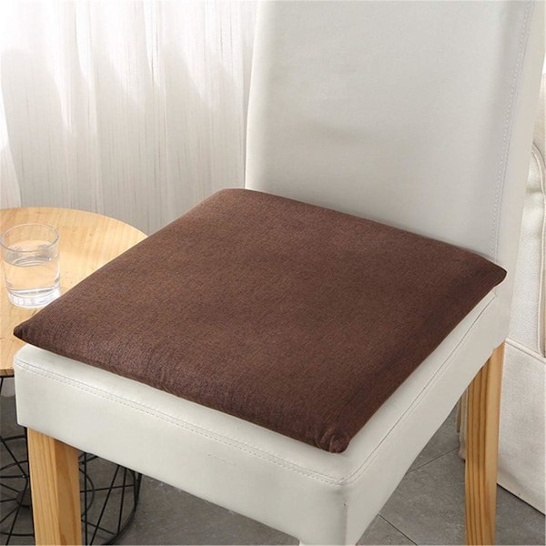 Chair Cushion Seat Pads 40x40 cm Non-slip Soft Padded Foam Cushion for Dining Garden Kitchen Home Sofa Décor Removable Cover (Coffee)