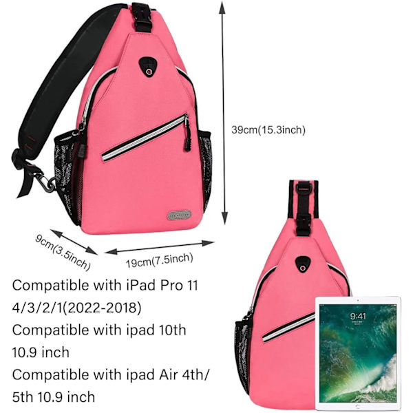 Sling-reppu, monikäyttöinen crossbody-olkalaukku, matkustus- ja vaelluspäiväreppu Live Coral