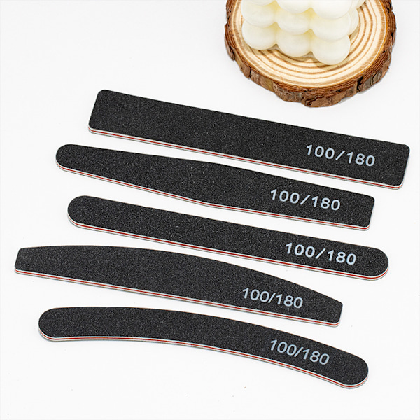 5 stk. dobbeltsidede neglefile - 100/180 - Neglefil - Sort