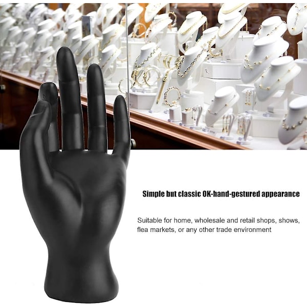 Smyckesdisplayhållare, svart skyltdocka hand ok gest ringar display stativ harts sammet örhängen armband konstverk hand display rack supporter Jewelr