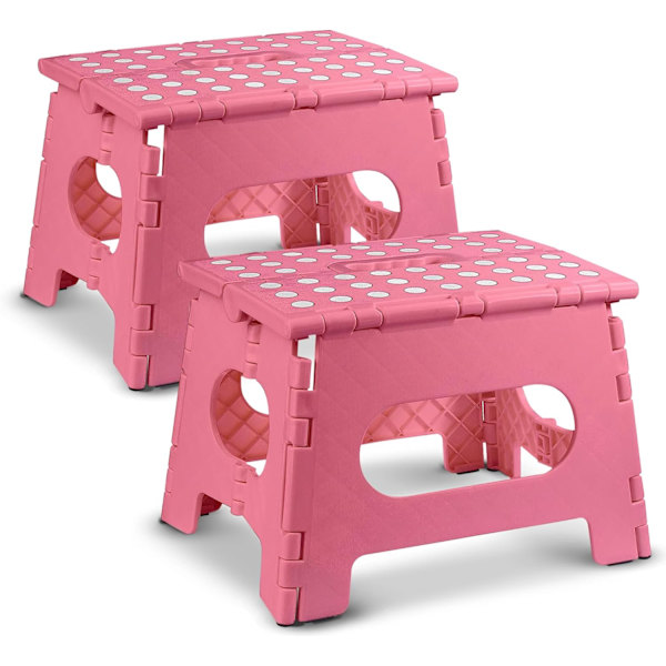 Sammenleggbar trinnkrakk - Den lette trinnkrakken er robust nok til å støtte voksne og trygg nok for barn. Åpnes enkelt med ett kast. Flott for Pink 9Inch  2PACK