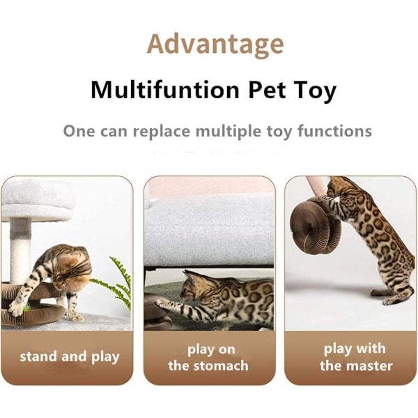 Kattelegetøj, 2 i 1 karton Kattekradsestolpe, Magisk sammenfoldelig kradsebræt, Interessant kattelegetøj med klokkebold, Sammenfoldelig Interactive Sc
