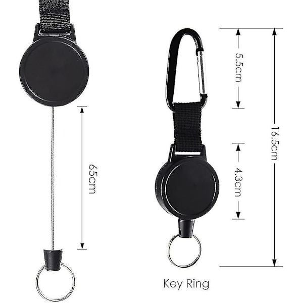 3 kappaletta ID-merkki Jojo Raskaan pidennysavain Retractable Key Roll Key Jojo Avaimenperä 65 cm/25 tuuman teräsvaijerilla, musta