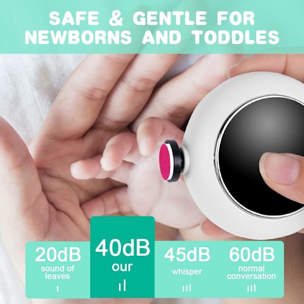 Elektrisk nagelklippare för bebis, 6 i 1 batteridriven nagelklippare manikyrset, elektrisk nagelklippare för bebis nagelklippare elektrisk trimning polering Whitegrey