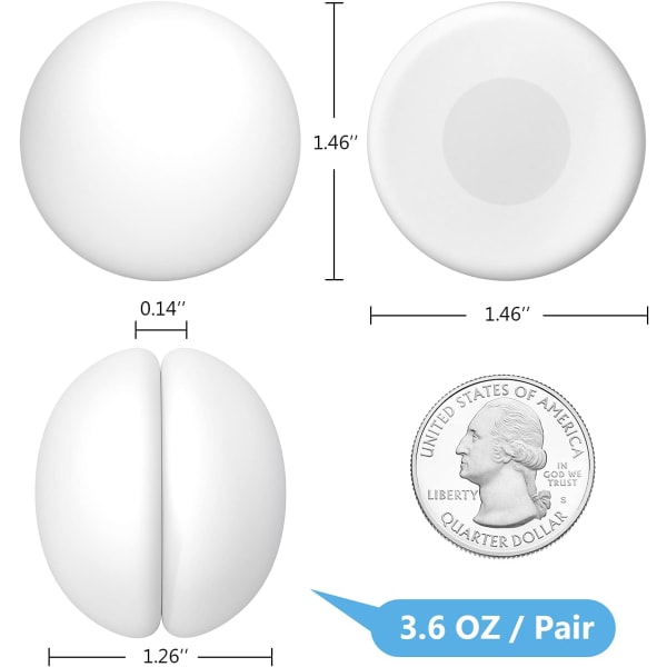 Rostfria duschdraperimagneter, silikoninlindade tunga starka magneter förhindrar att duschdraperifodret blåser gardinklämmor Annons White 6PCs (3Pairs)