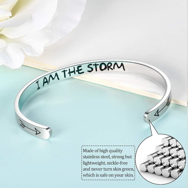 Vänskapsarmband för kvinnor - Inspirerande vänskapspresenter till bästa vän, motiverande manschettarmband för systrar, mamma, lärare, presenter 1I am the storm