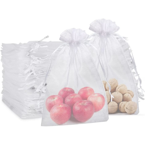 50 kpl Organza-pusseja – 25 x 35 cm Valkoiset lahjapussit, Organza-pusseja suuria, Lasten syntymäpäivälahjapusseja Häälahjapussi 25 x 35 cm