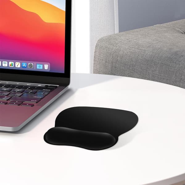 Ergonomisk musematte med håndleddsstøtte, musematte i minneskum, slitesterk musematte, sklisikker gummibase, musematte for PC, bærbar PC, kontor og hjem, svart
