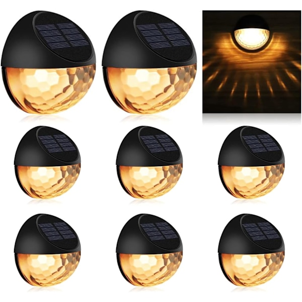 KMASHI Solcelle Gjerdelys, Solcelle Hage Lamper, Solcelle Utendørs Lamper for Hage, Gjerde, Terrasse Bruk, Varm Hvit (8Pakke) Multicolor Size2