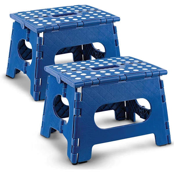 Sammenleggbar trinnkrakk - Den lette trinnkrakken er robust nok til å støtte voksne og trygg nok for barn. Åpnes enkelt med ett kast. Flott for Blue 9Inch  2PACK