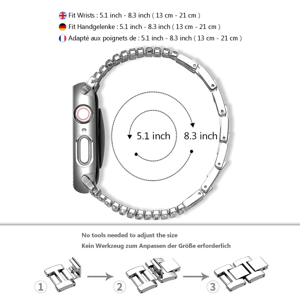 42mm 44mm 45mm Smykkesur til iwatch Rem Serie 9 8 7 6 5 4 3 2 1 Justerbar Krystal Diamant Armbånd Udskiftning iwatch