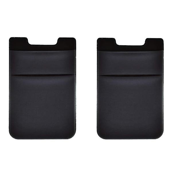 2-pack Universal Mobil Plånbok/Korthållare - Självhäftande Svart