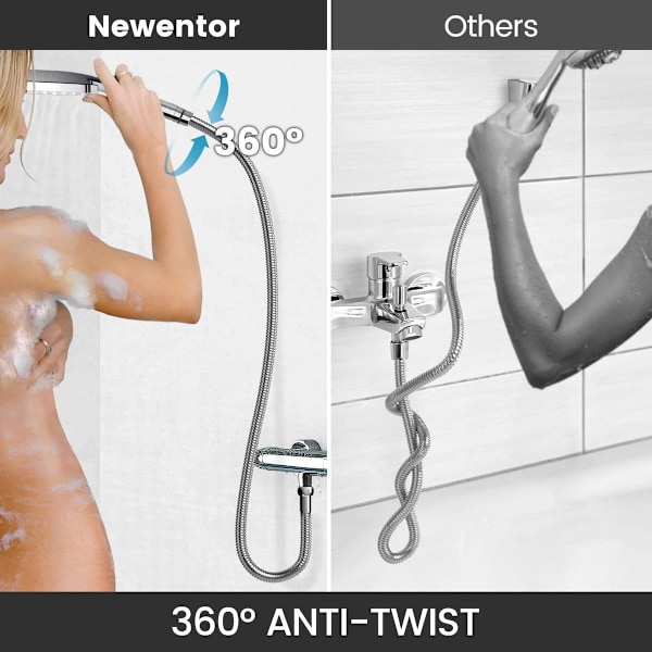 Duschhuvud och slang sex lägen, högtrycksduschhuvuden med slangset 2m, powerduschhuvud för lågt tryck Shower Head and Hose 2.0M Silver Shower Head