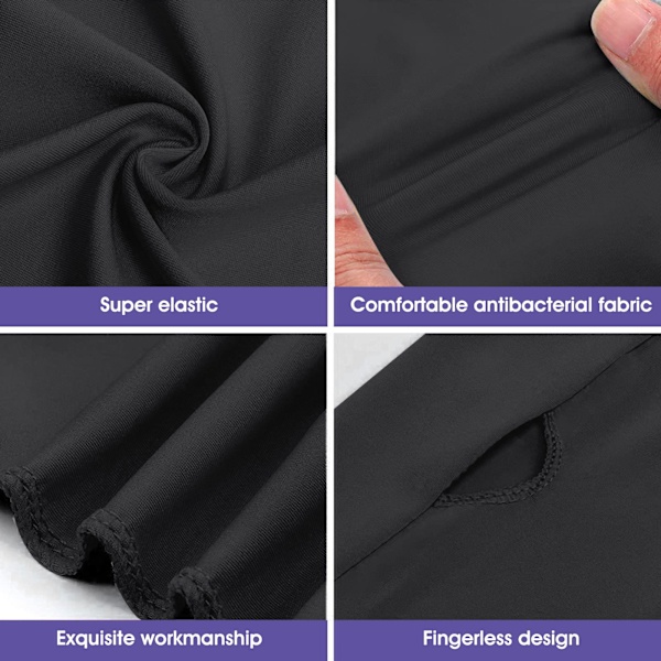 2-delat UV-skydd Sjal Arm Ärm Kylande Sjal Arm Ärm med Fingerhål Solskydd Kylare Axelryckning Armar Wrap (Svart+Vit)