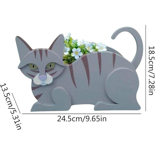 Kattformad planter - Trä kattformad planterkruka, djur husdjur blomkrukor för utomhus, bonsai planteringskärl suckulent kaktus planter dekorativ trädgård