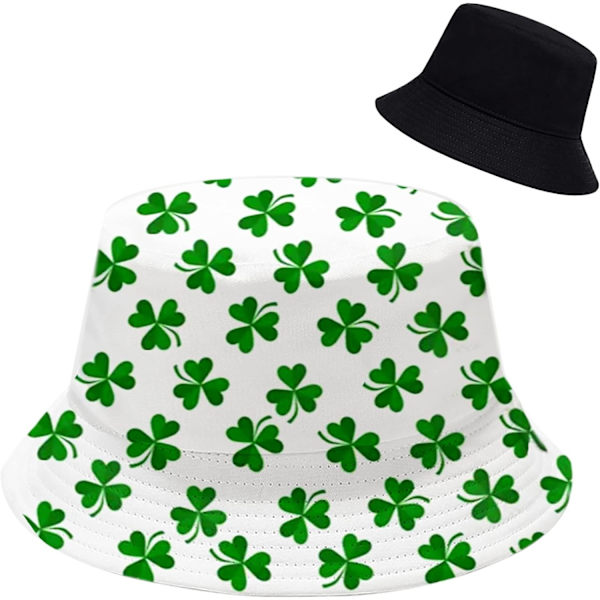 Söpö ämpärihattu rannan kalastajanhatut naisille, kääntyvä kaksisuuntainen käyttö Green Saint Patrick