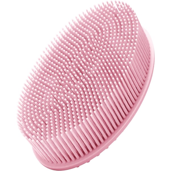 Silikonkroppsborste, mjuk kroppsskrubber duschborste Exfolierande rengöringsborste, bekvämt ansiktshudmassageverktyg (rosa) Pink