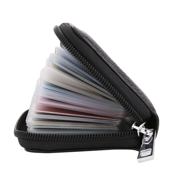 Kredittkortholder i ekte skinn visittkortveske Lommebok for menn og kvinner (svart)