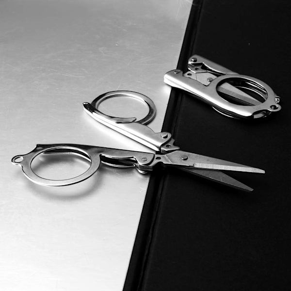 Rustfrit stål folde saks bærbar foldbar rejse saks metal saks til håndværk, syning 10,5 cm (2 pakker) Silver