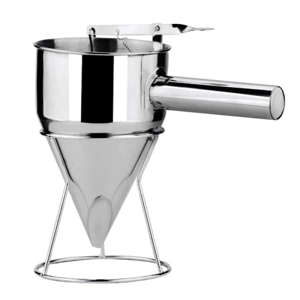 Røre-dispenser i rustfritt stål med stativ for kake, donuts, cupcakes, pannekakebaking