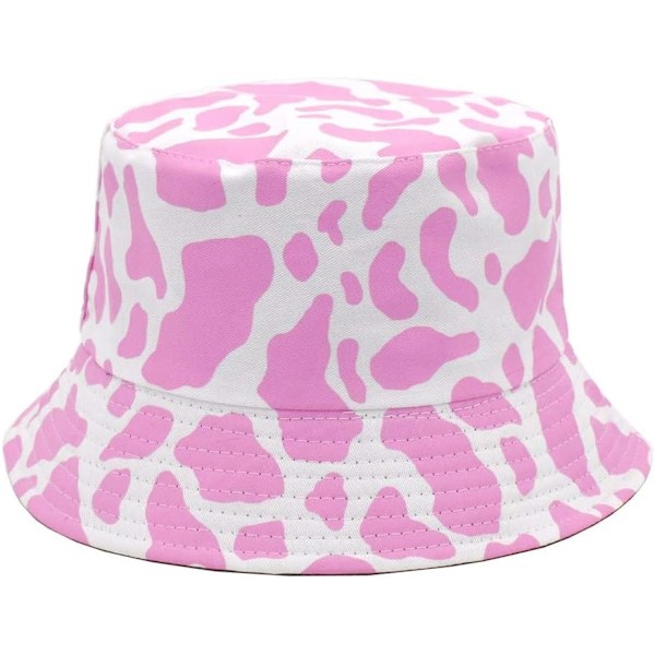 Bucket Hat Unisex Print Fiskerhat Reversibel Fiskerhue til Mænd Kvinder Teenagere… Pink cow One Size