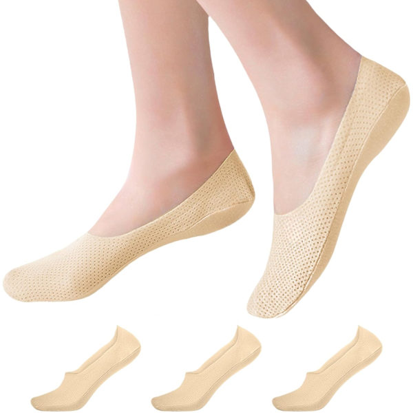 Usynlige Sokker til Kvinder - Åndbare Mesh Anti-Slip Usynlige Sokker Is Silke Lav Snit Liner Ankel Korte Sokker til Damer Træningssko Loafers Sneakers Bådsko Beign