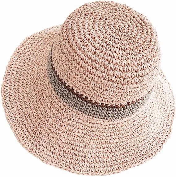 Trendy dame solhat sommer stråhat UPF 51+ Pink
