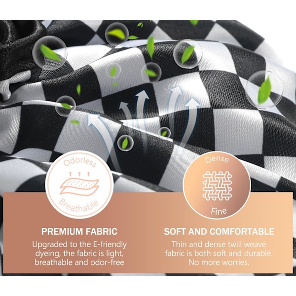 Brusekappe til kvinder og piger, elegant skakbrætdesign, dobbeltlags vandtæt, genanvendelig, vaskbar, lugtfri, medium Checkerboard Medium (Pack of 1)
